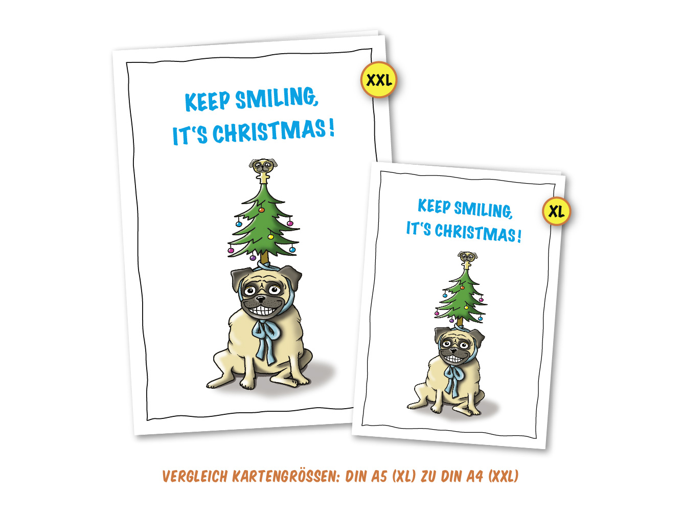 Weihnachtskarte Mops