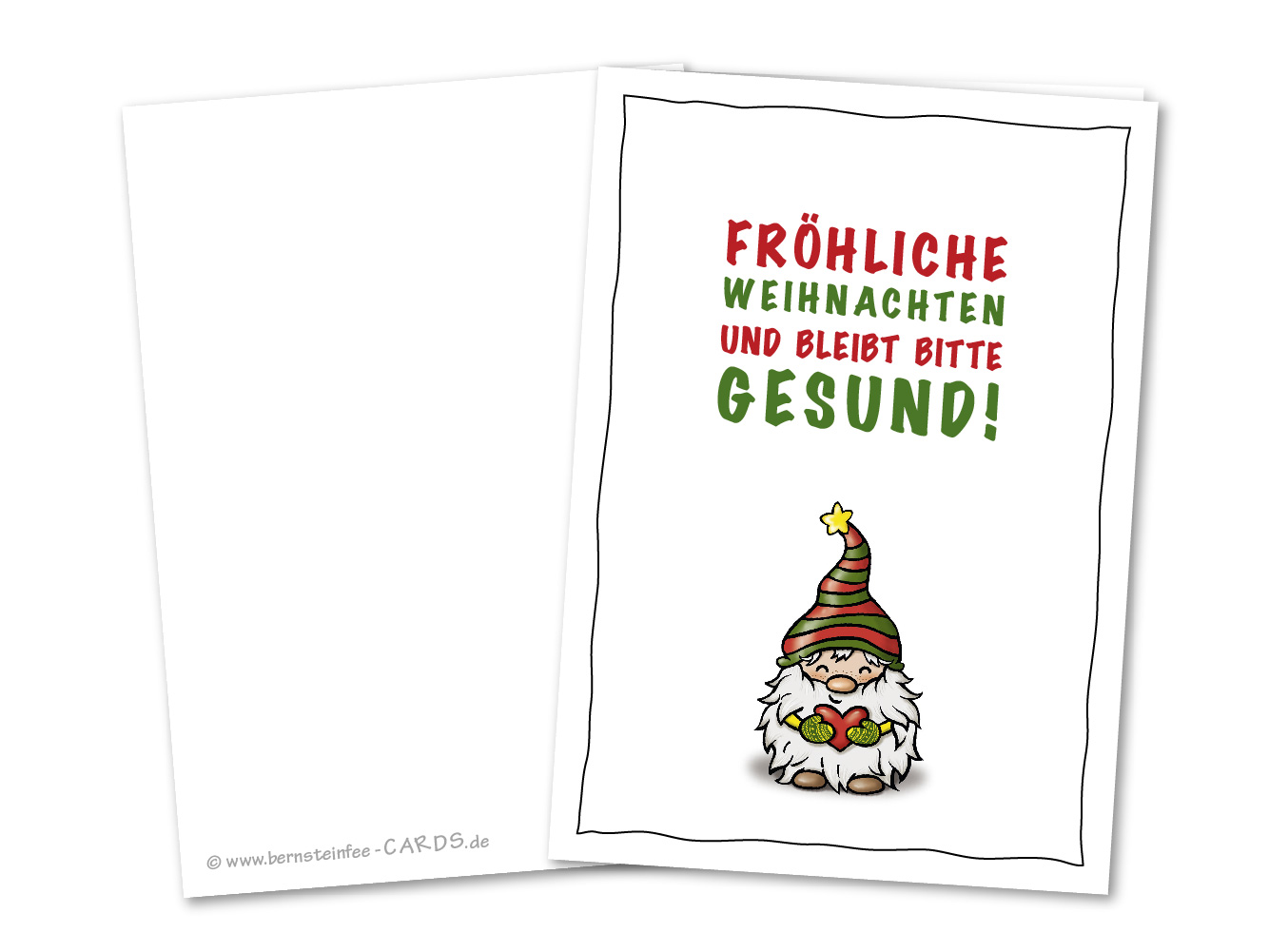 Weihnachtskarte Wichtel bitte gesund bleiben