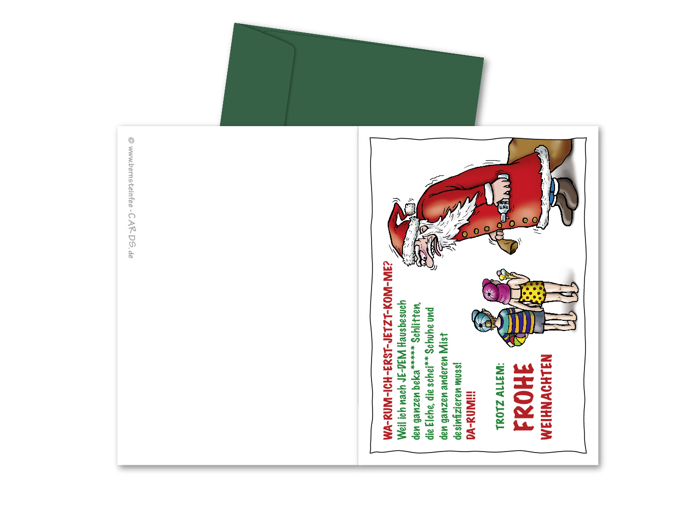 Weihnachtskarte Total verspäteter Weihnachtsmann