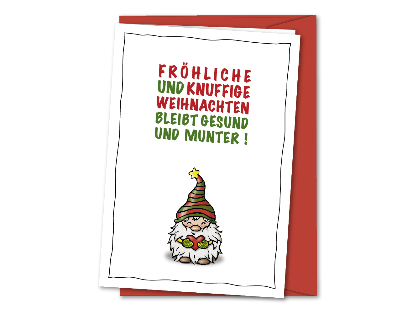 Weihnachtskarte Knuffiger Wichtel