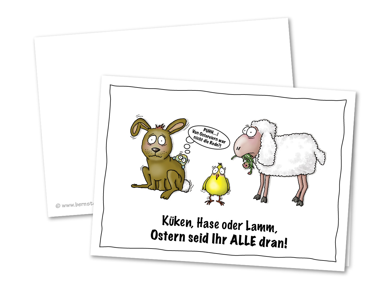 Osterkarte Küken, Hase oder Lamm