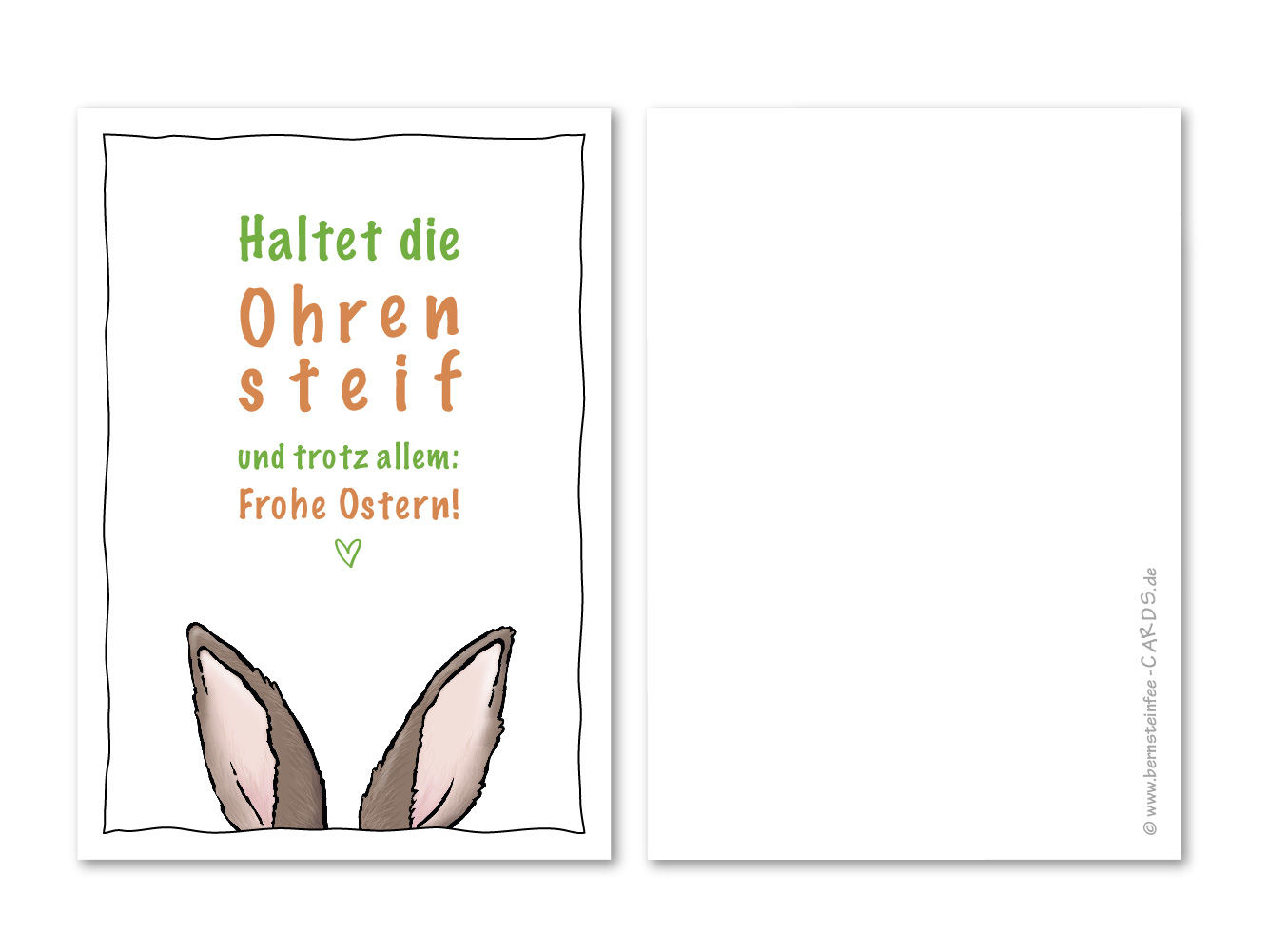 Osterkarte Frohe Ostern und haltet die Ohren steif