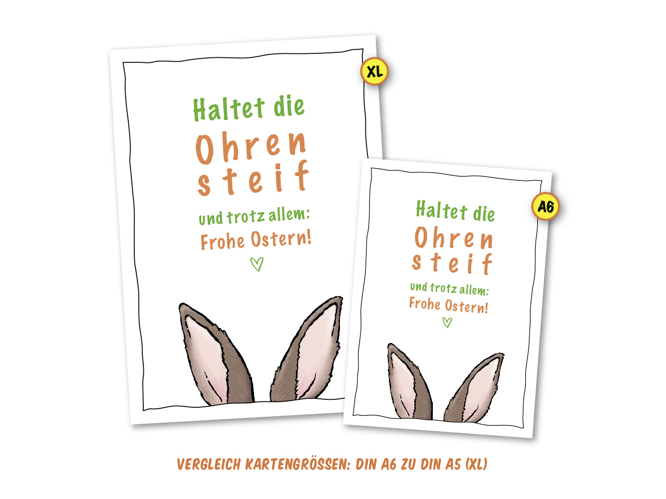 Osterkarte Frohe Ostern und haltet die Ohren steif